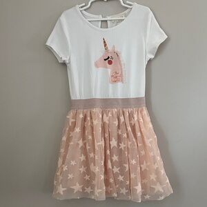 btween Pink and White Unicorn Star Dress